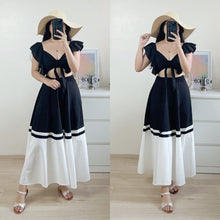 Load image into Gallery viewer, Ruffles Bra Top + Two-toned Maxi Skirt Summer Set EM275
