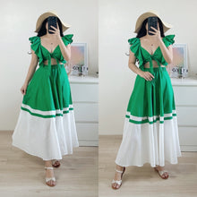 Load image into Gallery viewer, Ruffles Bra Top + Two-toned Maxi Skirt Summer Set EM275
