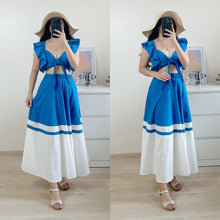 Load image into Gallery viewer, Ruffles Bra Top + Two-toned Maxi Skirt Summer Set EM275
